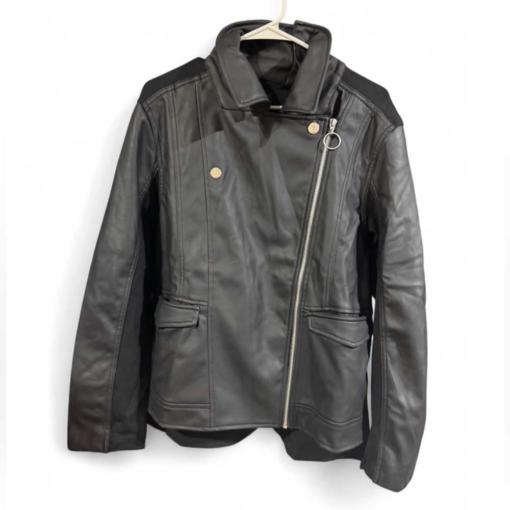 Black Leather Jacket - Adaptive Seated Fir Opens in the back